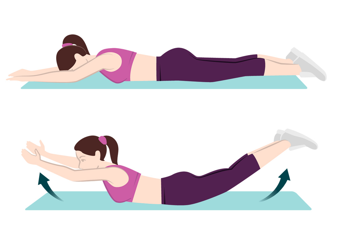 Illustration der Dehnübung "Superman"