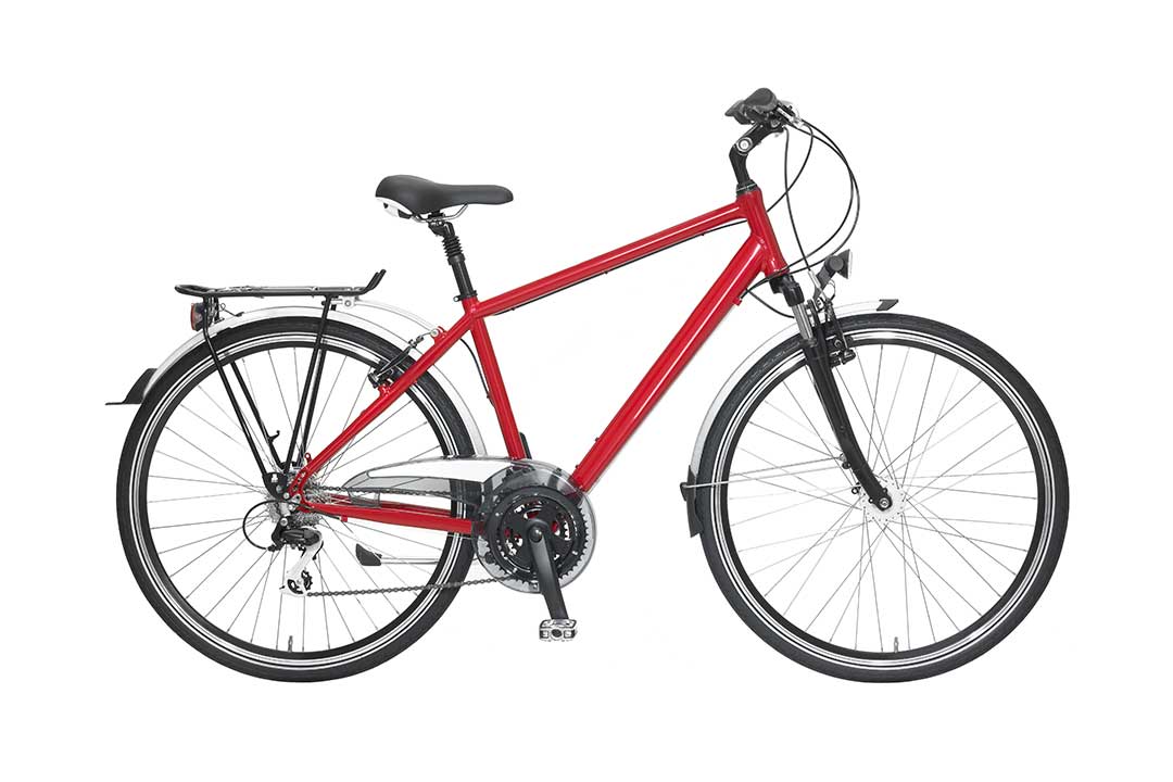 Fahrräder müssen verkehrssicher sein Rotes Fahrrad